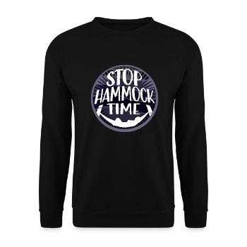 Lustige Stopp-Hängematten-Zeit Entspannen Schlafen Camping - Unisex Pullover - Schwarz - Vorne - Alina (178cm) & Michal (187cm)