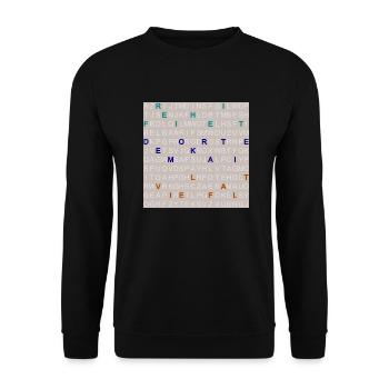 Freiheit, Demokratie und Vielfalt im Letter-Mix. - Unisex Pullover - Schwarz - Vorne - Alina (178cm) & Michal (187cm)