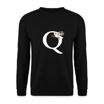 Tropischer Blumenbuchstabe Q - Unisex Pullover - Schwarz - Vorne - Alina (178cm) & Michal (187cm)