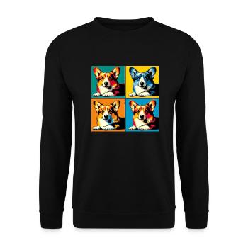 Pop Pembroke Welsh Corgi Dog Portrait - Unisex Sweatshirt - black - Front - Alina (178cm) & Michal (187cm)