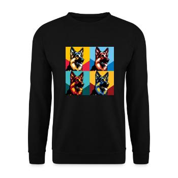 Pop German Shepherd Dog Portrait - Pet Portrait - Unisex Sweatshirt - black - Front - Alina (178cm) & Michal (187cm)