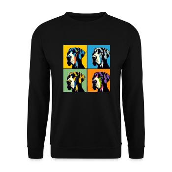Portrait de chien dogue allemand Pop - Portrait d’animal de compagnie - Sweat-shirt Unisexe - noir - Devant - Alina (178cm) & Michal (187cm)