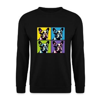 Pop French Bulldog Dog Portrait - Pet Portrait - Unisex Sweatshirt - black - Front - Alina (178cm) & Michal (187cm)