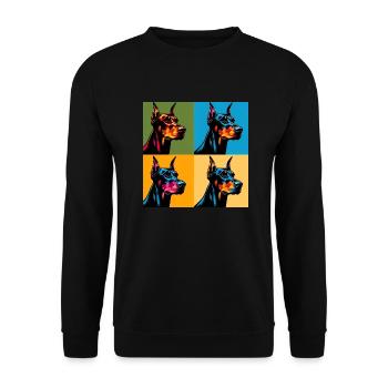 Pop Doberman Pinscher Dog Portrait - Pet Portrait - Unisex Sweatshirt - black - Front - Alina (178cm) & Michal (187cm)
