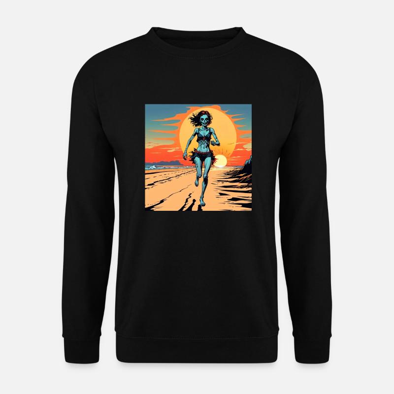 Laufen im Sonnenuntergang - Unisex Pullover - Schwarz