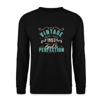 Jahrgang 1953 - 1953 Geburtstagsgeschenk - Unisex Pullover - Schwarz - Vorne - Alina (178cm) & Michal (187cm)