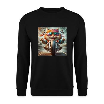 Gato Loco BikerCat Moto Cat Conduite Croisière - Sweat-shirt Unisexe - noir - Devant - Alina (178cm) & Michal (187cm)