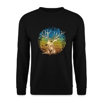 Hirsch - Unisex Pullover - Schwarz - Vorne - Alina (178cm) & Michal (187cm)