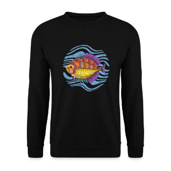 Poisson - Sweat-shirt Unisexe - noir - Devant - Alina (178cm) & Michal (187cm)