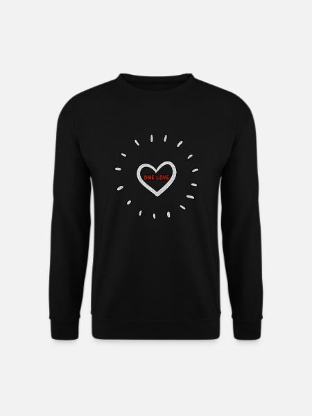 One Love Heart - Unisex Pullover - Schwarz