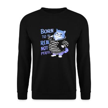 Katze, schöne, stilvolle Katze, bunte Kunst, Kunst, niedlich - Unisex Pullover - Schwarz - Vorne - Alina (178cm) & Michal (187cm)