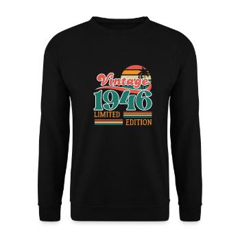 Vintage 1946 Limitierte Auflage - Unisex Pullover - Schwarz - Vorne - Alina (178cm) & Michal (187cm)