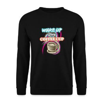 Wake-Up With Coffee Cup - Unisex Sweatshirt - black - Front - Alina (178cm) & Michal (187cm)
