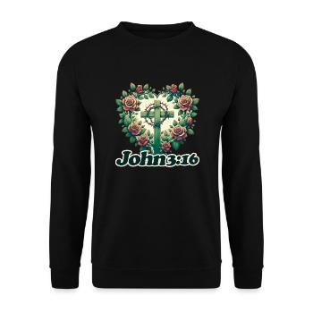 John 3:16 - Unisex Sweatshirt - black - Front - Alina (178cm) & Michal (187cm)