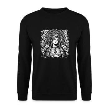 virgin mary jesus bible christian religion christian - Unisex Sweatshirt - black - Front - Alina (178cm) & Michal (187cm)