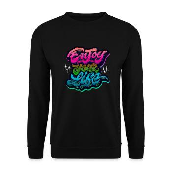Slogan Illustration Stil Kunst Vektor Mode Grafik - Unisex Pullover - Schwarz - Vorne - Alina (178cm) & Michal (187cm)