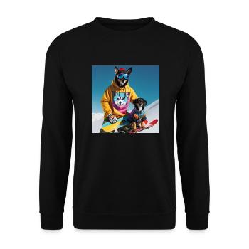 Dogs on a snowboard - Unisex Sweatshirt - black - Front - Alina (178cm) & Michal (187cm)