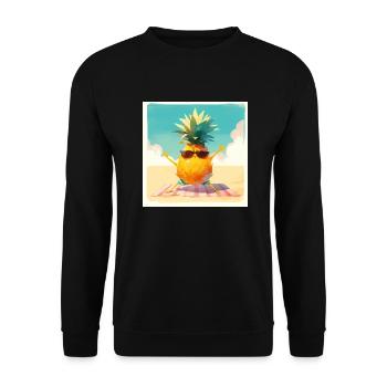 Funny pineapple exercising on the beach - Unisex Sweatshirt - black - Front - Alina (178cm) & Michal (187cm)