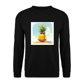 Funny pineapple doing yoga - Unisex Sweatshirt - black - Front - Alina (178cm) & Michal (187cm)