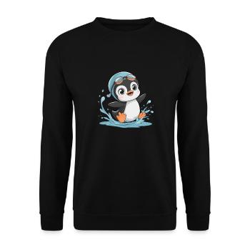 Penguin Fun: Spaß im Wasser! - Unisex Pullover - Schwarz - Vorne - Alina (178cm) & Michal (187cm)