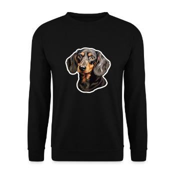 Dackel oder Dachshund - Unisex Pullover - Schwarz - Vorne - Alina (178cm) & Michal (187cm)