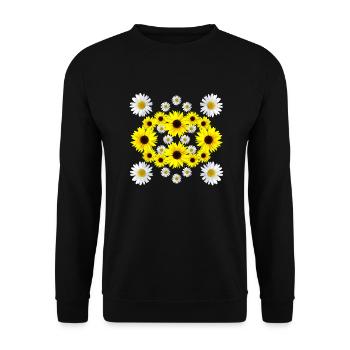 Sonnenblume Blüte Gänseblümchen blumig Margeriten - Unisex Pullover - Schwarz - Vorne - Alina (178cm) & Michal (187cm)