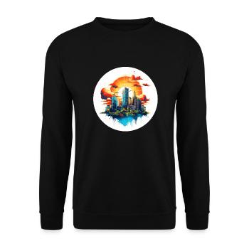 The city at sunrise - Unisex Sweatshirt - black - Front - Alina (178cm) & Michal (187cm)