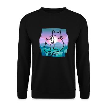 Retro chats Vintage 90's 80's chat Nature enfant - Sweat-shirt Unisexe - noir - Devant - Alina (178cm) & Michal (187cm)