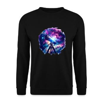 Découvrez les merveilles du cosmos avec le télescope - Sweat-shirt Unisexe - noir - Devant - Alina (178cm) & Michal (187cm)