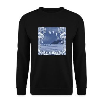 Kiteboarder auf dem Wasser - Unisex Pullover - Schwarz - Vorne - Alina (178cm) & Michal (187cm)