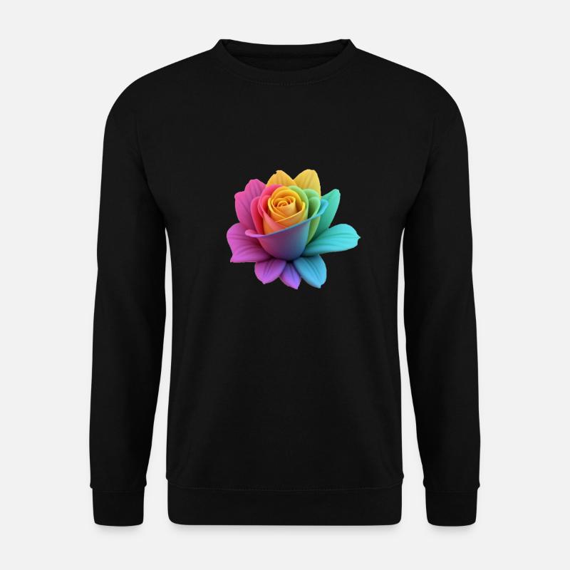Regenbogen-Rose - Unisex Pullover - Schwarz
