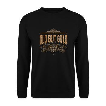 Old but Gold Family First - Unisex Pullover - Schwarz - Vorne - Alina (178cm) & Michal (187cm)
