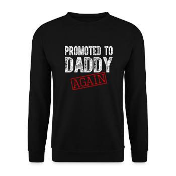 Promoted to Daddy Again Dad Pregnancy Announcement - Unisex Pullover - Schwarz - Vorne - Alina (178cm) & Michal (187cm)