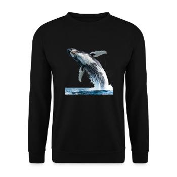 Humpback whale jumps out of the sea - Unisex Sweatshirt - black - Front - Alina (178cm) & Michal (187cm)