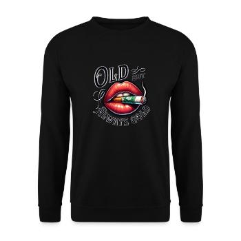 Old but always Gold smoking and lips - Unisex Pullover - Schwarz - Vorne - Alina (178cm) & Michal (187cm)