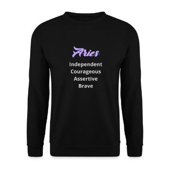 Logo signe astrologique " Bélier" - Sweat-shirt Unisexe - noir - Devant - Alina (178cm) & Michal (187cm)