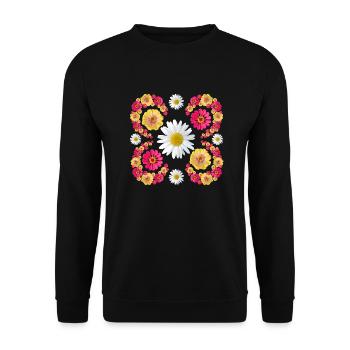 Zinnias daisy floral design zinnia blossom floral - Unisex Sweatshirt - black - Front - Alina (178cm) & Michal (187cm)