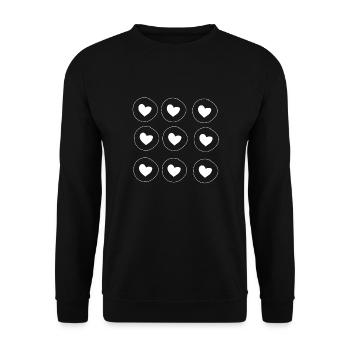 Herz Kreis Herzen Form Liebe Muster - Unisex Pullover - Schwarz - Vorne - Alina (178cm) & Michal (187cm)
