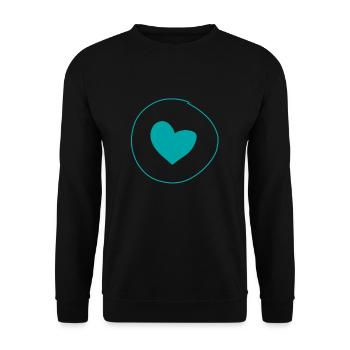 Coeur, Cercle, Symbole, Forme, Amour, Bleu - Sweat-shirt Unisexe - noir - Devant - Alina (178cm) & Michal (187cm)