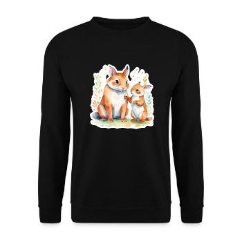 Rabbit family mother and child - Unisex Sweatshirt - black - Front - Alina (178cm) & Michal (187cm)
