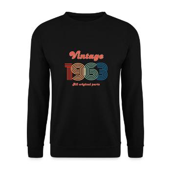 Jahrgang 1963, alle Originalteile - Unisex Pullover - Schwarz - Vorne - Alina (178cm) & Michal (187cm)