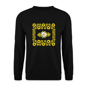 blooming sunflower blossoms with a daisy - Unisex Sweatshirt - black - Front - Alina (178cm) & Michal (187cm)