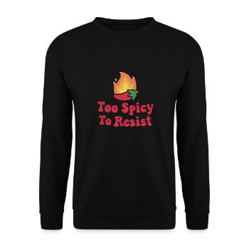 Feurige Chilischote zu scharf, um zu widerstehen - Unisex Pullover - Schwarz - Vorne - Alina (178cm) & Michal (187cm)