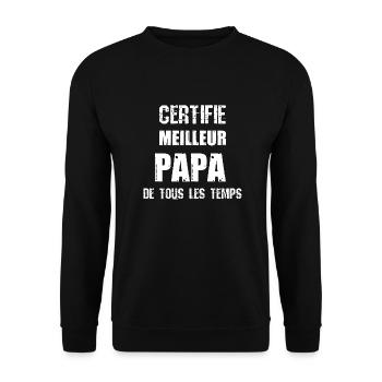 Zertifizierter bester Vater aller Zeiten - Unisex Pullover - Schwarz - Vorne - Alina (178cm) & Michal (187cm)