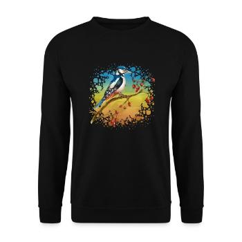 Bunter Vogel - Unisex Pullover - Schwarz - Vorne - Alina (178cm) & Michal (187cm)