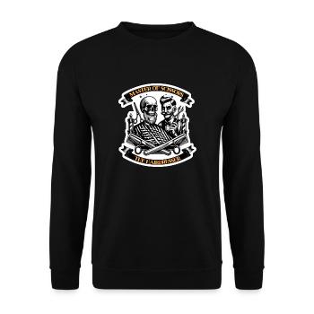 MEISTER DER SCHERE, DER FRISEUR - Unisex Pullover - Schwarz - Vorne - Alina (178cm) & Michal (187cm)