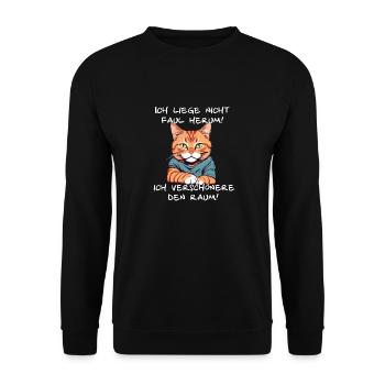 Lustiger Katzen Spruch Ich liege nicht faul herum - Unisex Pullover - Schwarz - Vorne - Alina (178cm) & Michal (187cm)