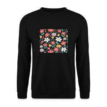 Spring Flowers Background Spring - Unisex Sweatshirt - black - Front - Alina (178cm) & Michal (187cm)