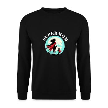 Supermom - Unisex Pullover - Schwarz - Vorne - Alina (178cm) & Michal (187cm)