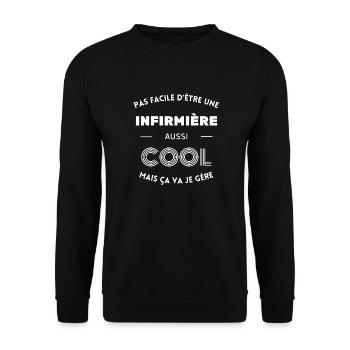 Pas facile d'être une infirmière cool mais je gère - Sweat-shirt Unisexe - noir - Devant - Alina (178cm) & Michal (187cm)